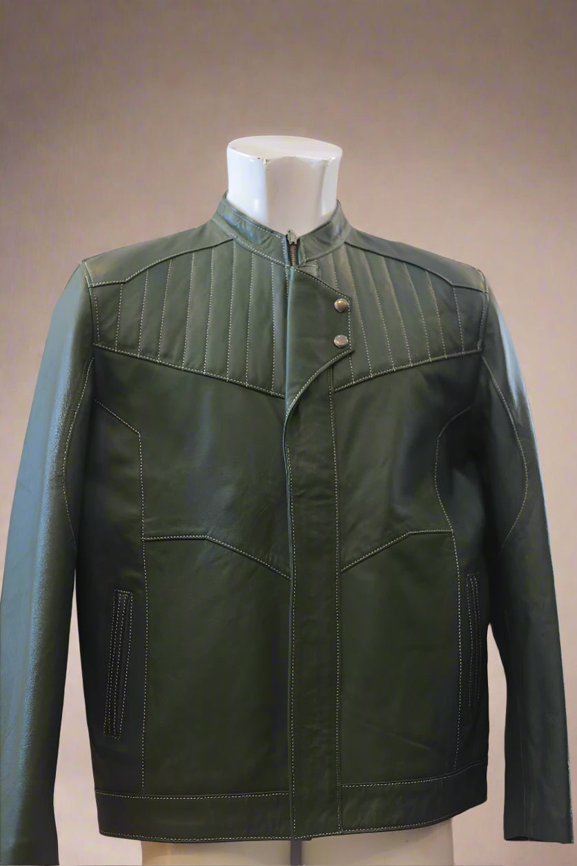 Olive Green Men’s Leather Jacket – Timeless, Versatile Design with Premium Leather